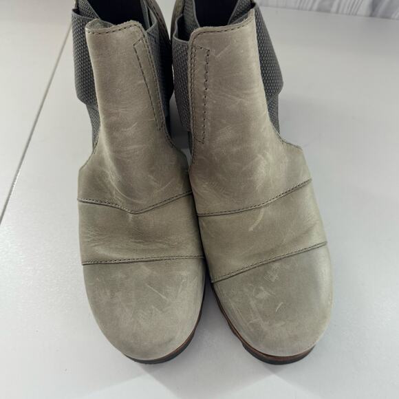 Sorel Addington Womens Size 8.5 Gray Leather 2.75" Heel Sandals Shoes NL2423 - Picture 2 of 8